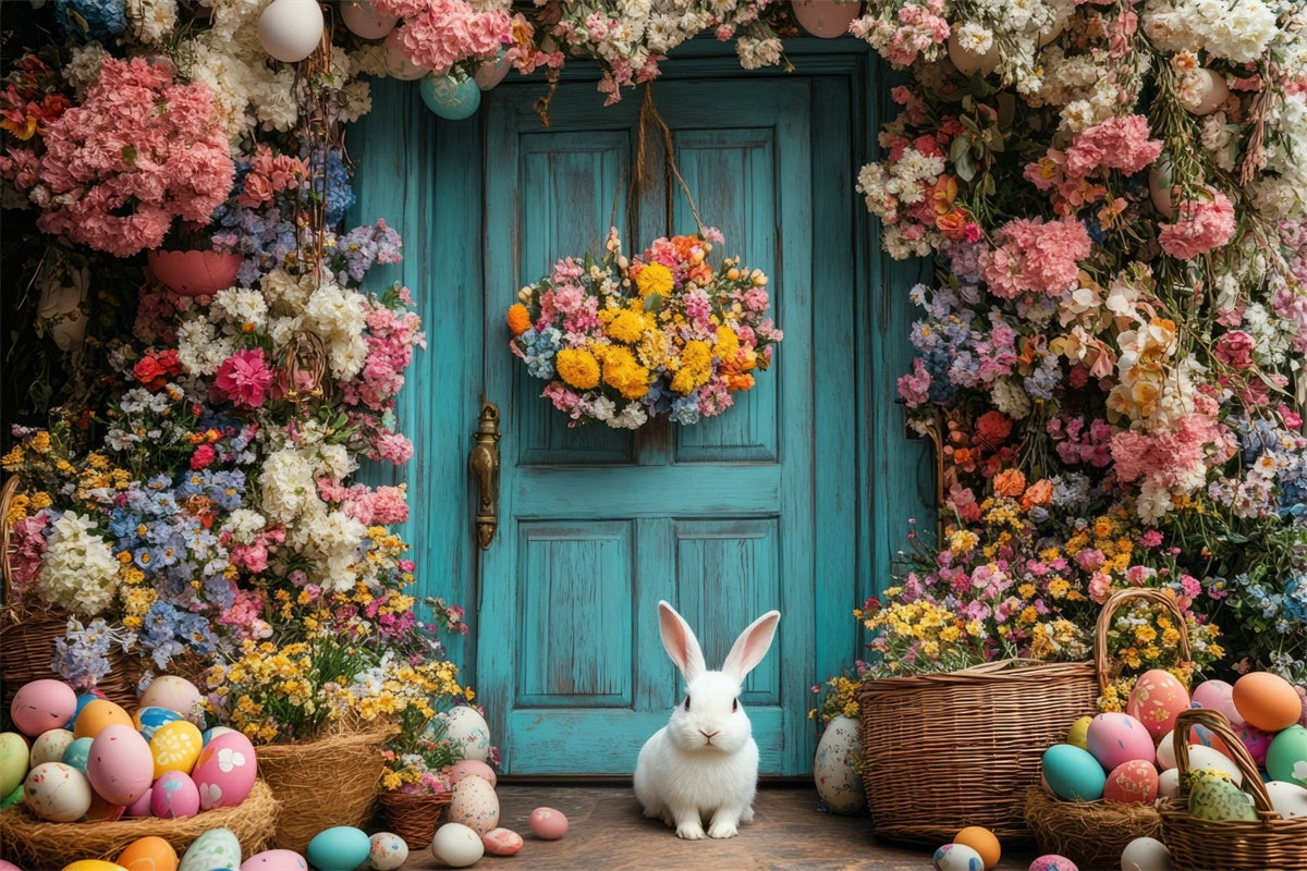 Easter Backdrop Colorful Egg Flower Entrance Backdrop UK TWW3-49
