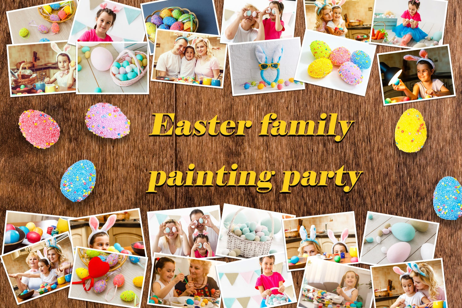 Easter Backdrops Wooden Family Fun Personalised Backdrop UK TWW3-52