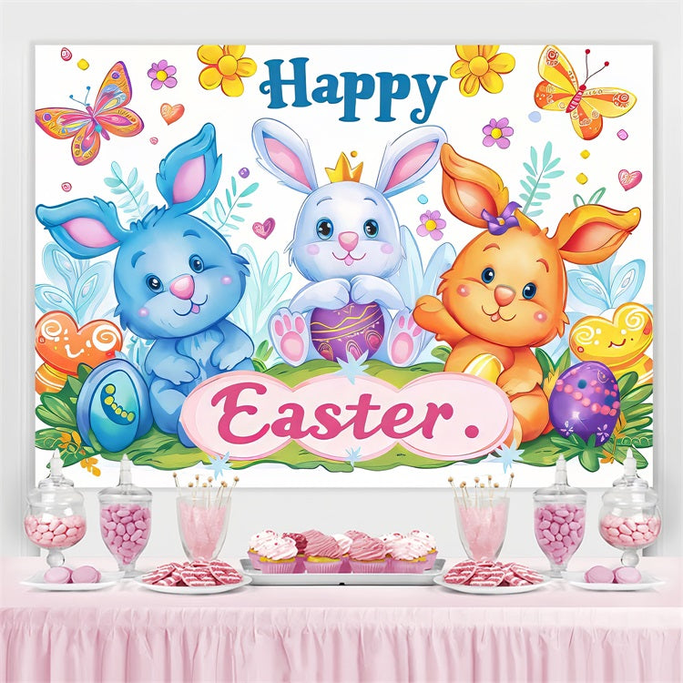 Easter Themed Backdrop Adorable Bunnies Eggs Personalised Backdrop UK TWW3-56
