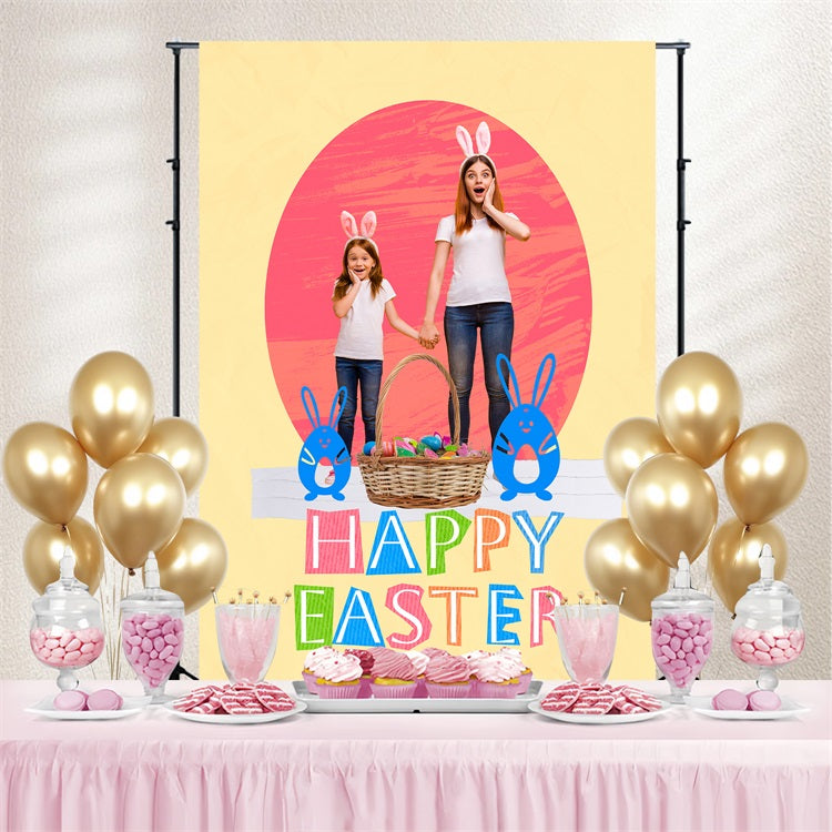 Easter Photo Backdrop Color Popped Bunny Personalised Backdrop UK TWW3-64