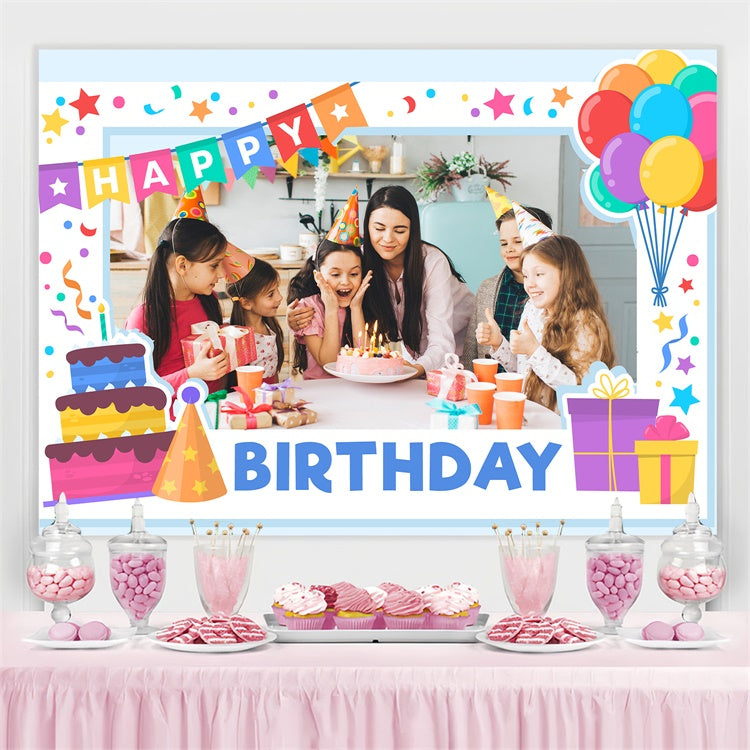 Custom Birthday Backdrop Pastel Balloon Colorful Banner Backdrop UK TWW3-72