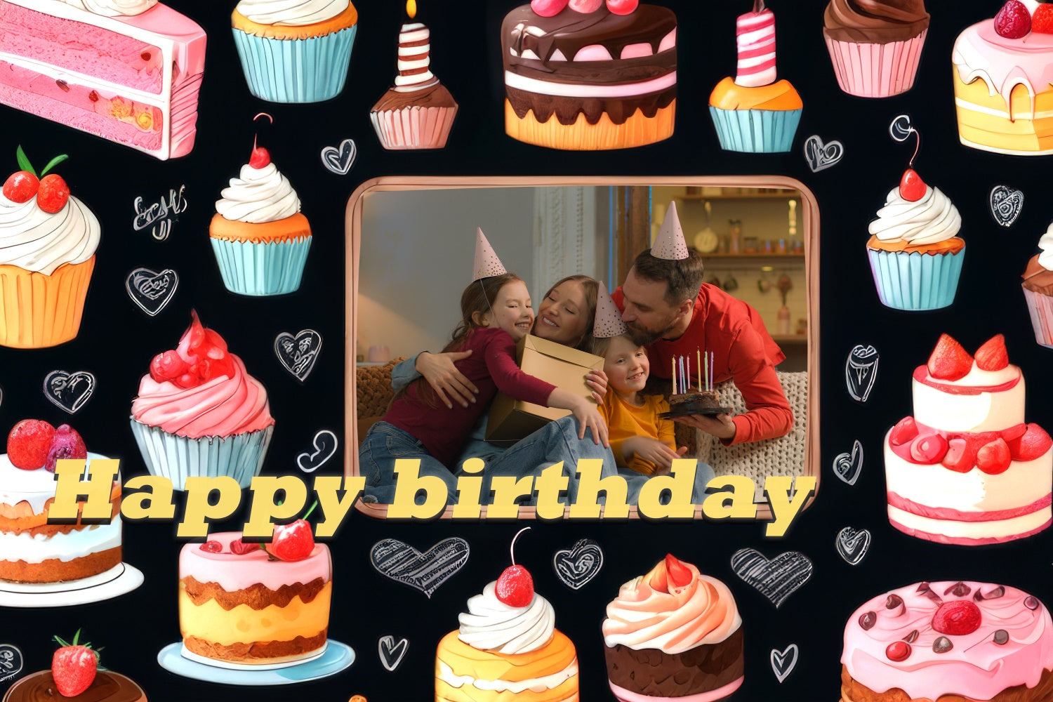 Custom Made Birthday Backdrops Pastel Cupcake Party Backdrop UK TWW3-73