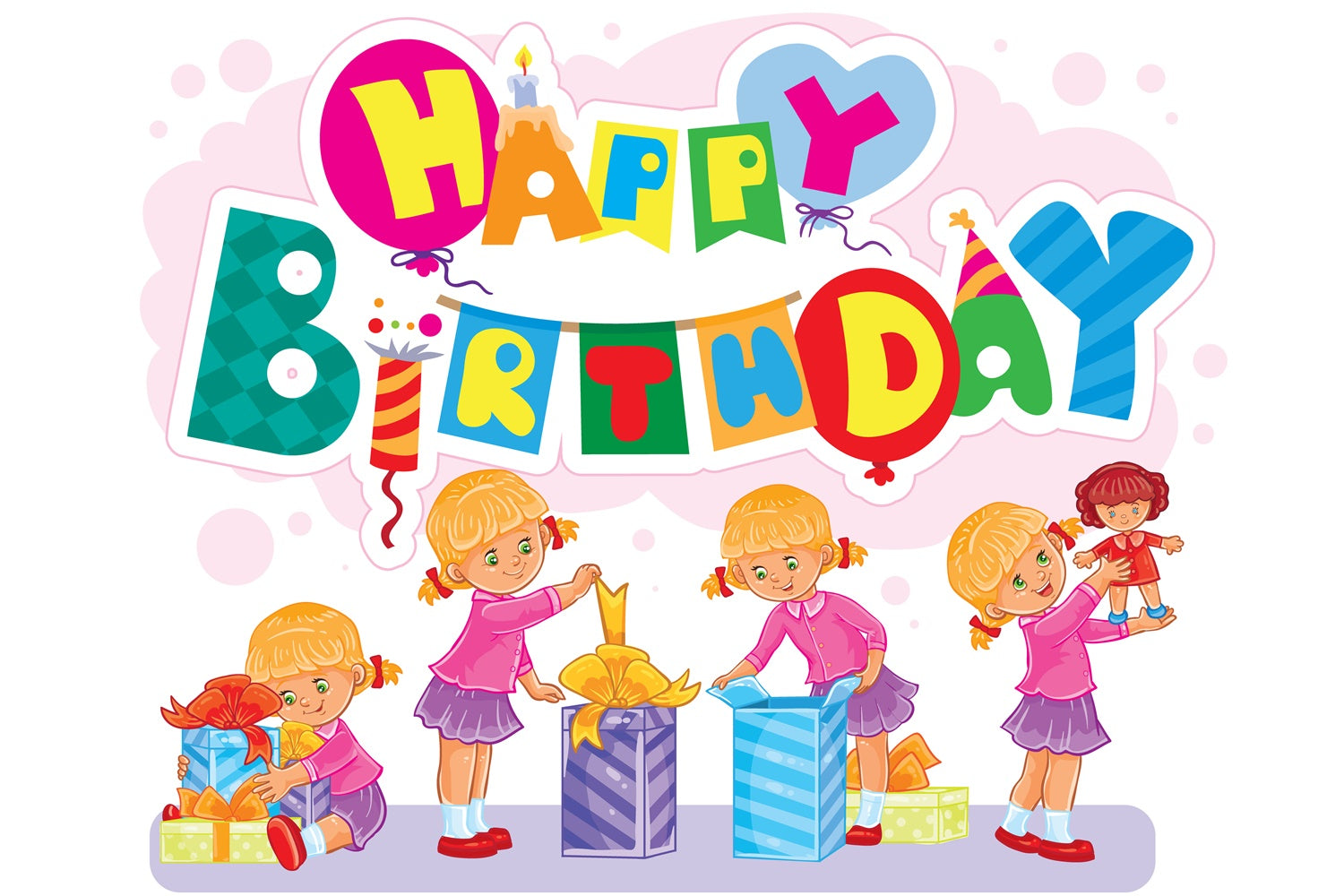 Personalized Birthday Backdrops Cute Little Girl Party Backdrop UK TWW3-76