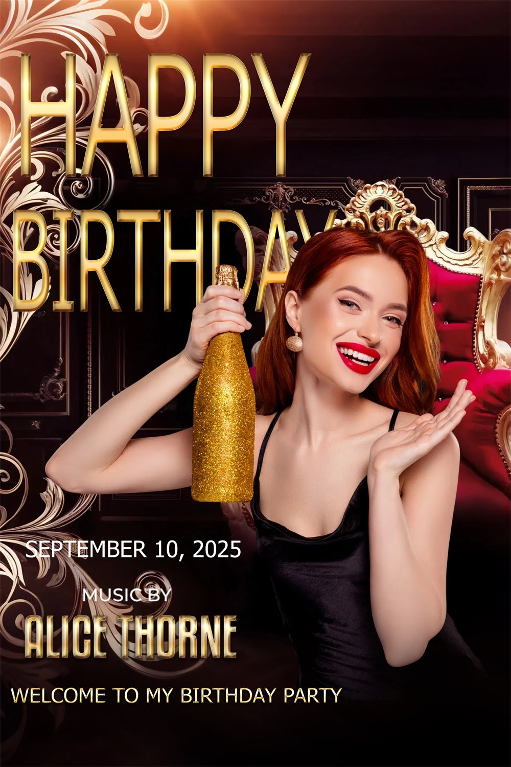 Custom Backdrops For Birthdays Golden Champagne Elegant Backdrop UK TWW3-82