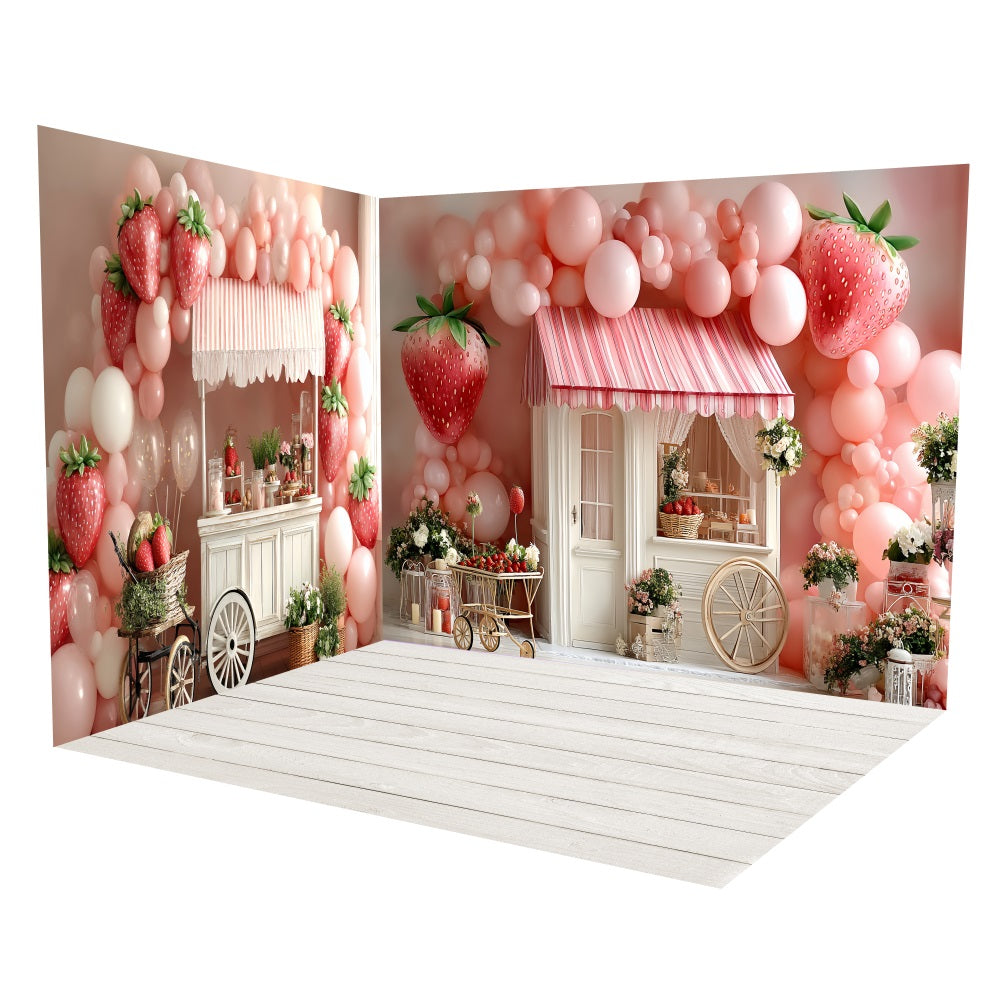 Newborn Photography Backdrop Strawberry Balloon Cart Backdrop Room Set UK TWW5-20