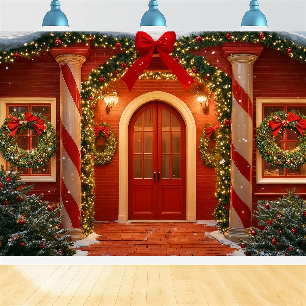 Big Bow Backdrop Red Door Festive Entrance Christmas Backdrop Ideas UK TWW510-101
