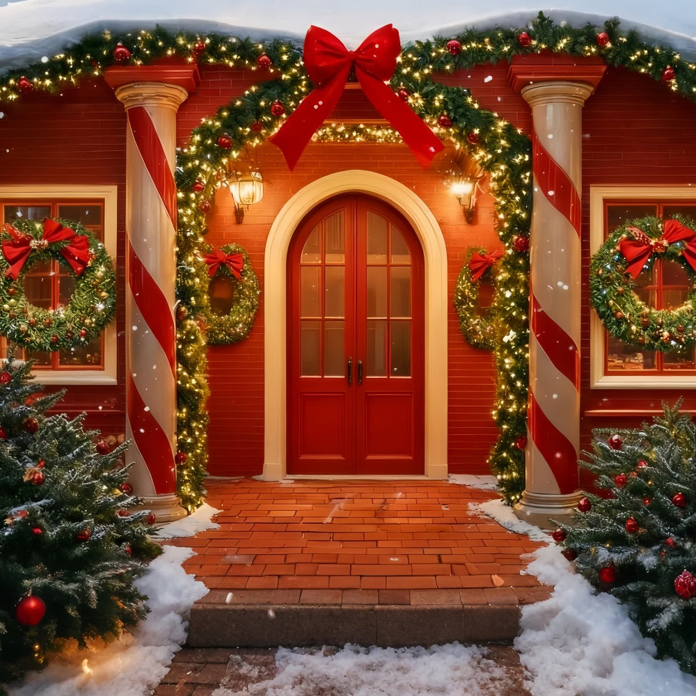 Big Bow Backdrop Red Door Festive Entrance Christmas Backdrop Ideas UK TWW510-101