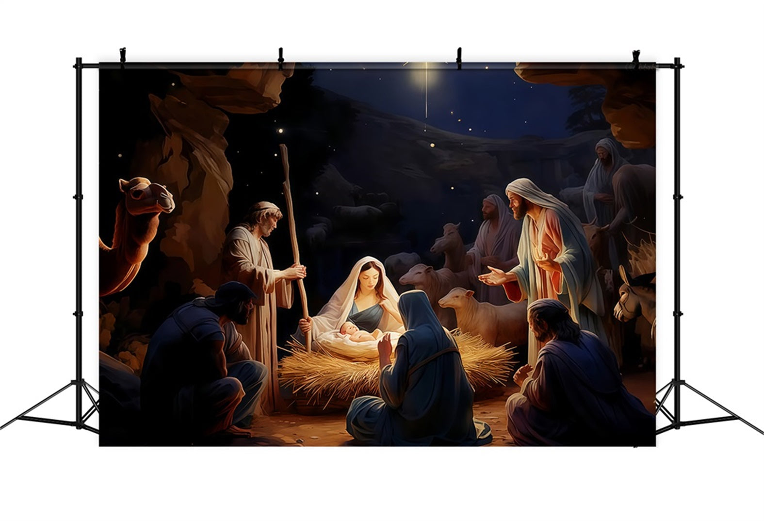 Nativity Backdrop Holy Family Nativity Night Christmas Photography Backdrops UK TWW510-102