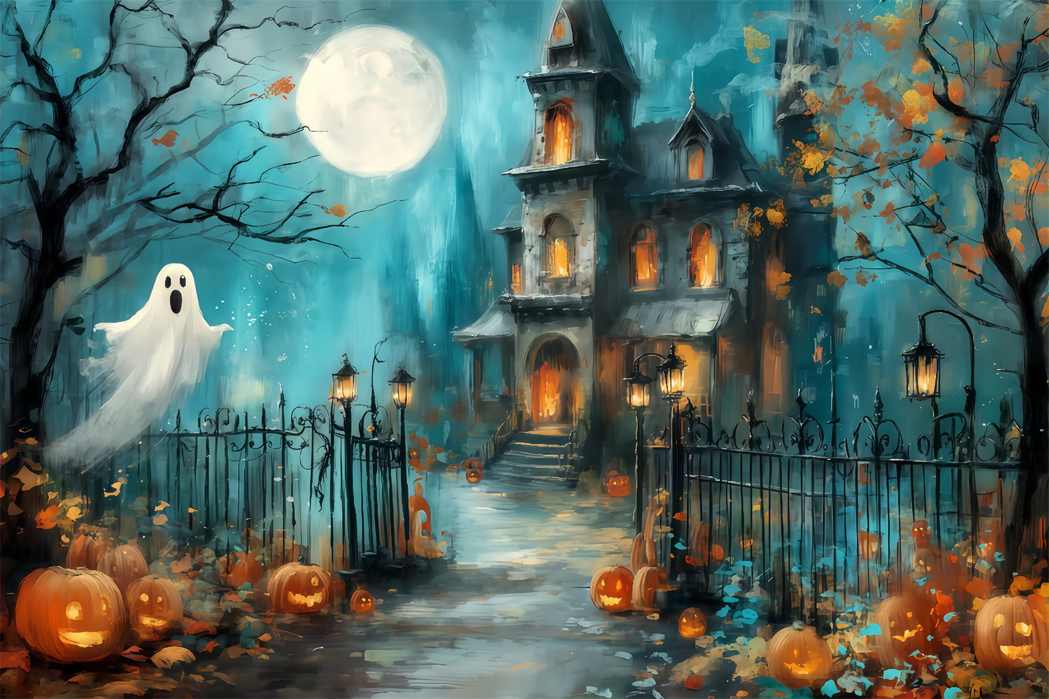 Haunted Mansion Backdrop Haunted Mansion Ghostly Pathway Halloween Backdrop UK TWW510-11