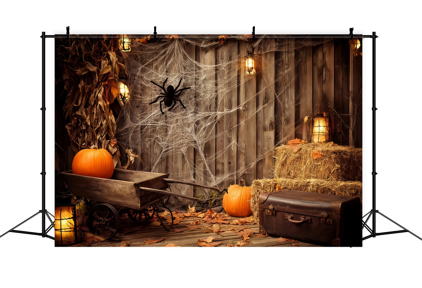 Halloween Wall Backdrop Spider Web Rustic Corner Halloween Photo Backdrop UK TWW510-23