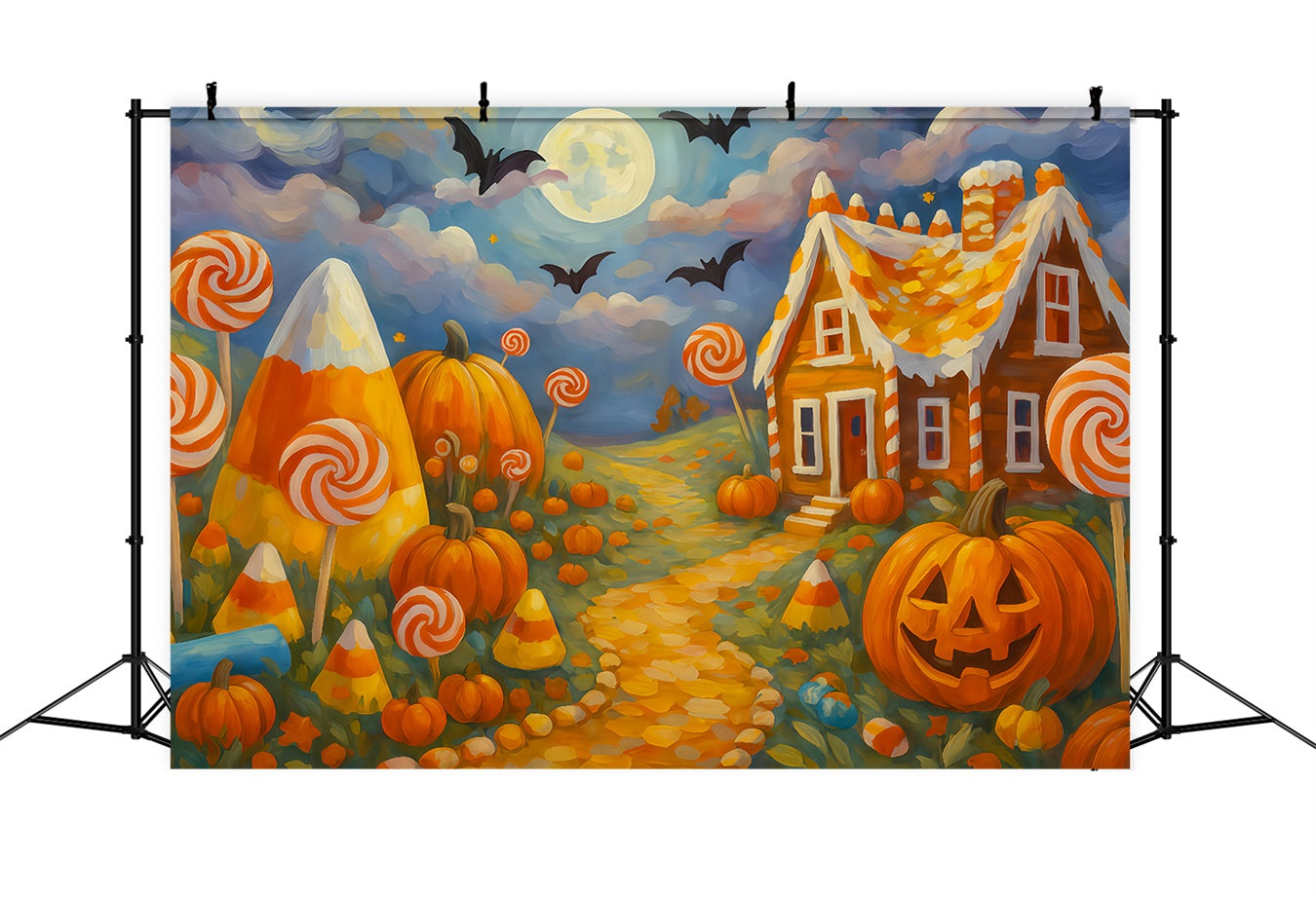 Halloween Color Backdrop Candy Land Pumpkin Path Halloween Backdrops For Photos UK TWW510-26