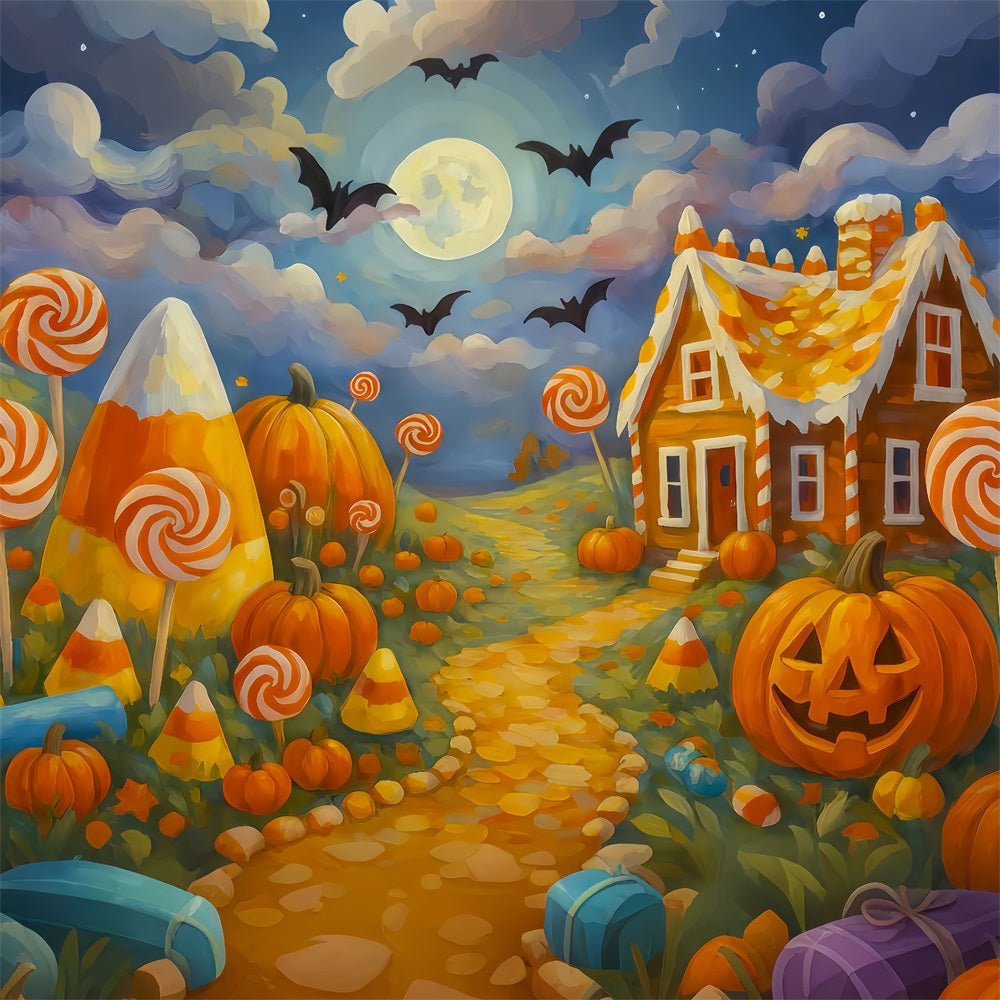 Halloween Color Backdrop Candy Land Pumpkin Path Halloween Backdrops For Photos UK TWW510-26