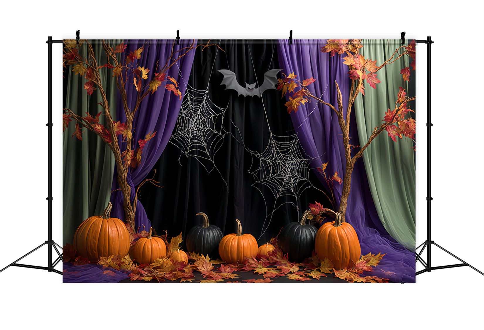 Halloween Spider Backdrop Autumn Curtains Spider Webs Halloween Photo Backdrops UK TWW510-27