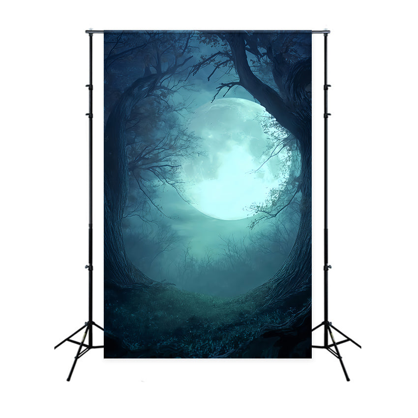 Halloween Moon Backdrop Moonlit Forest Twilight Glow Spooky Halloween Backdrop UK TWW510-28