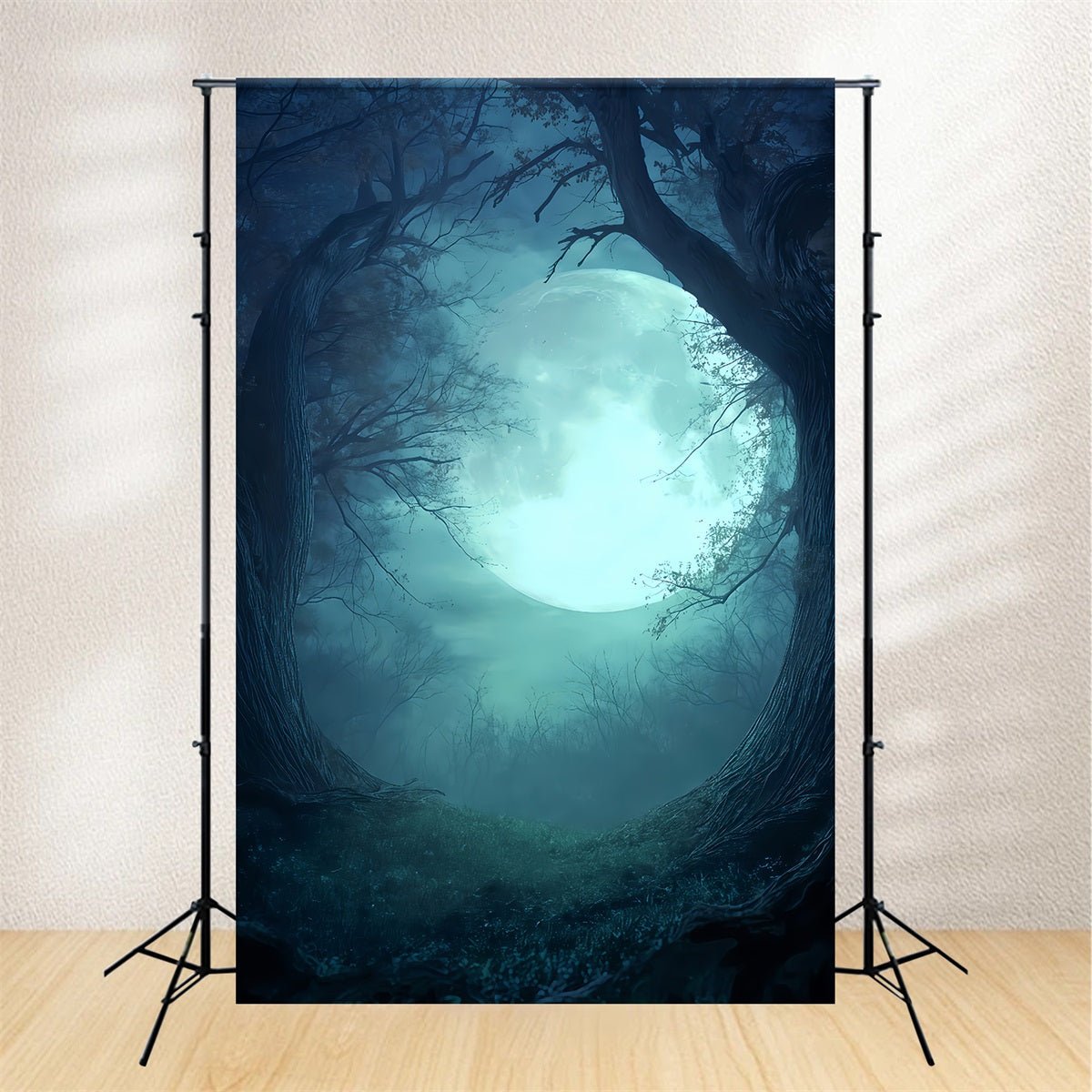 Halloween Moon Backdrop Moonlit Forest Twilight Glow Spooky Halloween Backdrop UK TWW510-28