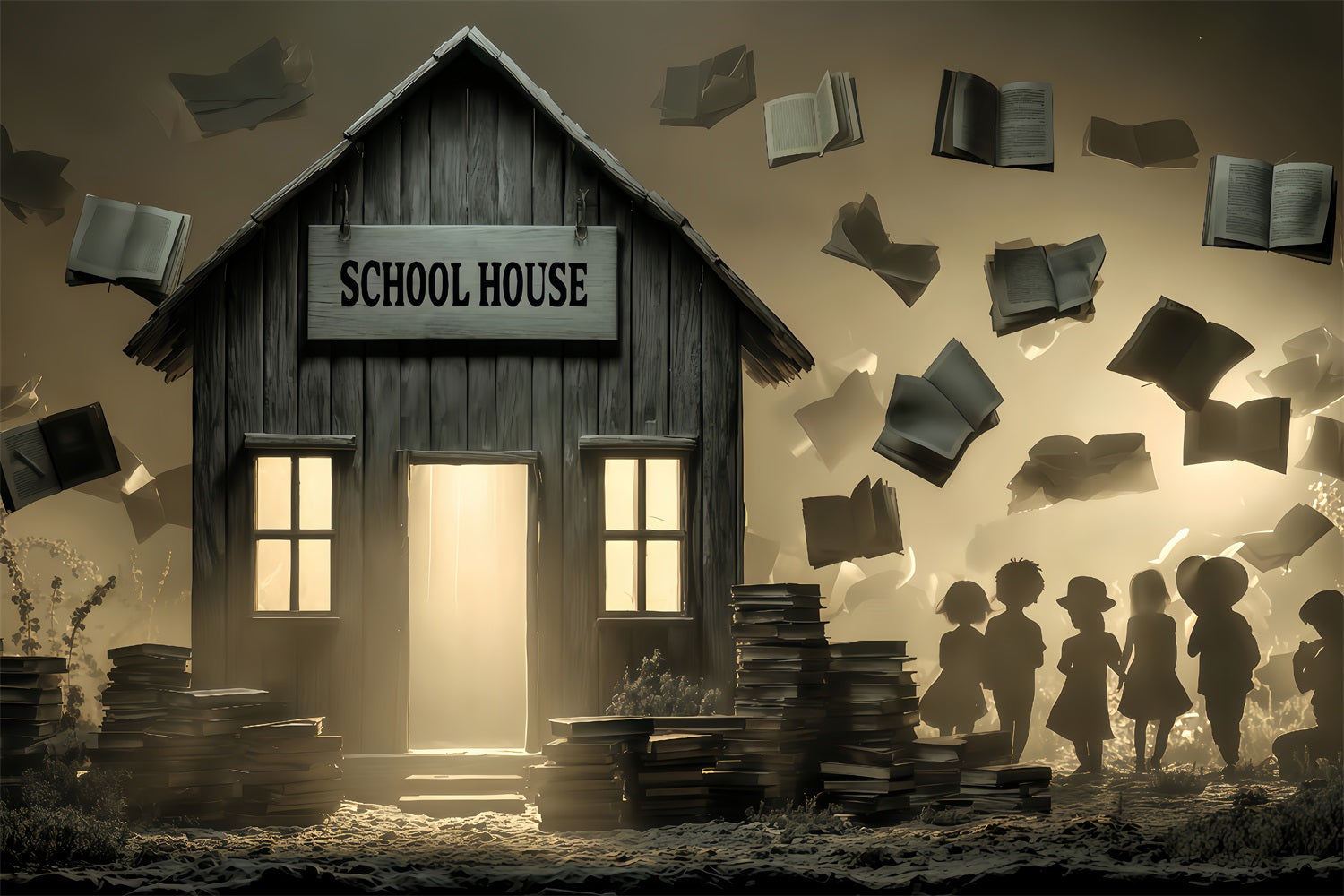 Haunted Mansion Backdrop Haunted Schoolhouse Books Halloween Backdrops UK TWW510-2