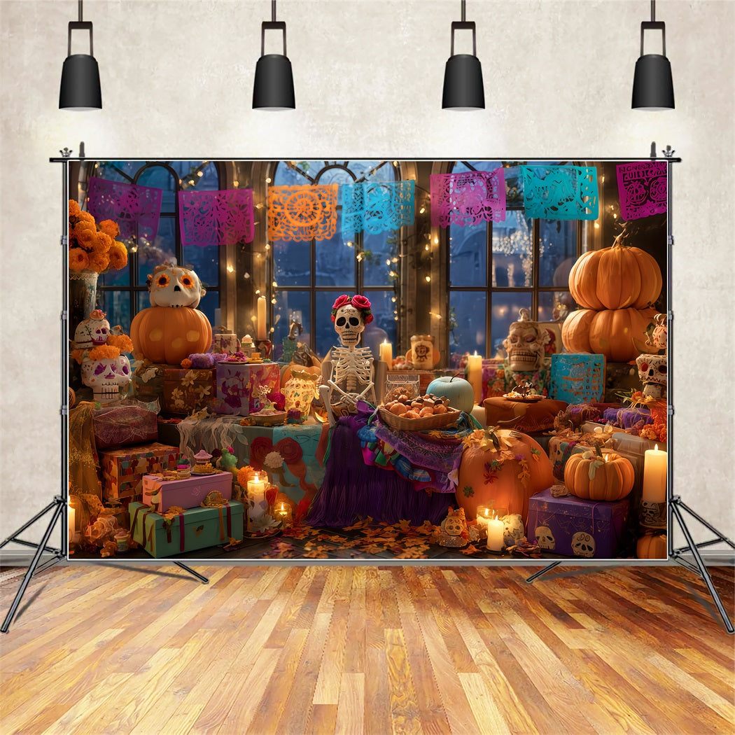 Scary Halloween Backdrops Skeleton Fiesta Candlelight Decor Halloween Backdrops UK TWW510-32