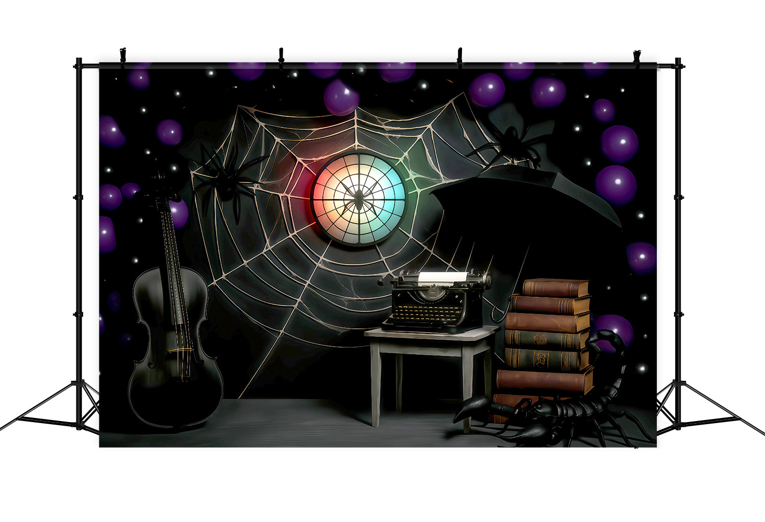 Halloween Spider Backdrop Spider Web Gothic Study Halloween Photo Backdrop UK TWW510-33
