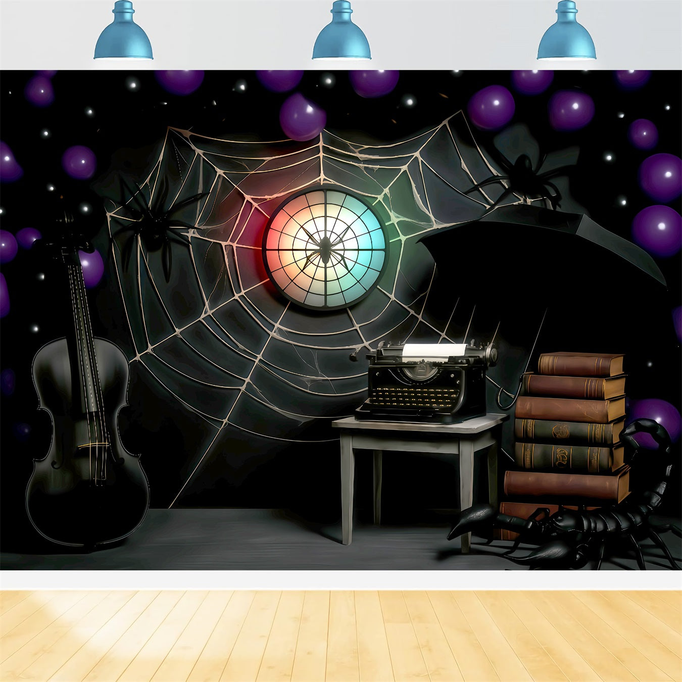 Halloween Spider Backdrop Spider Web Gothic Study Halloween Photo Backdrop UK TWW510-33