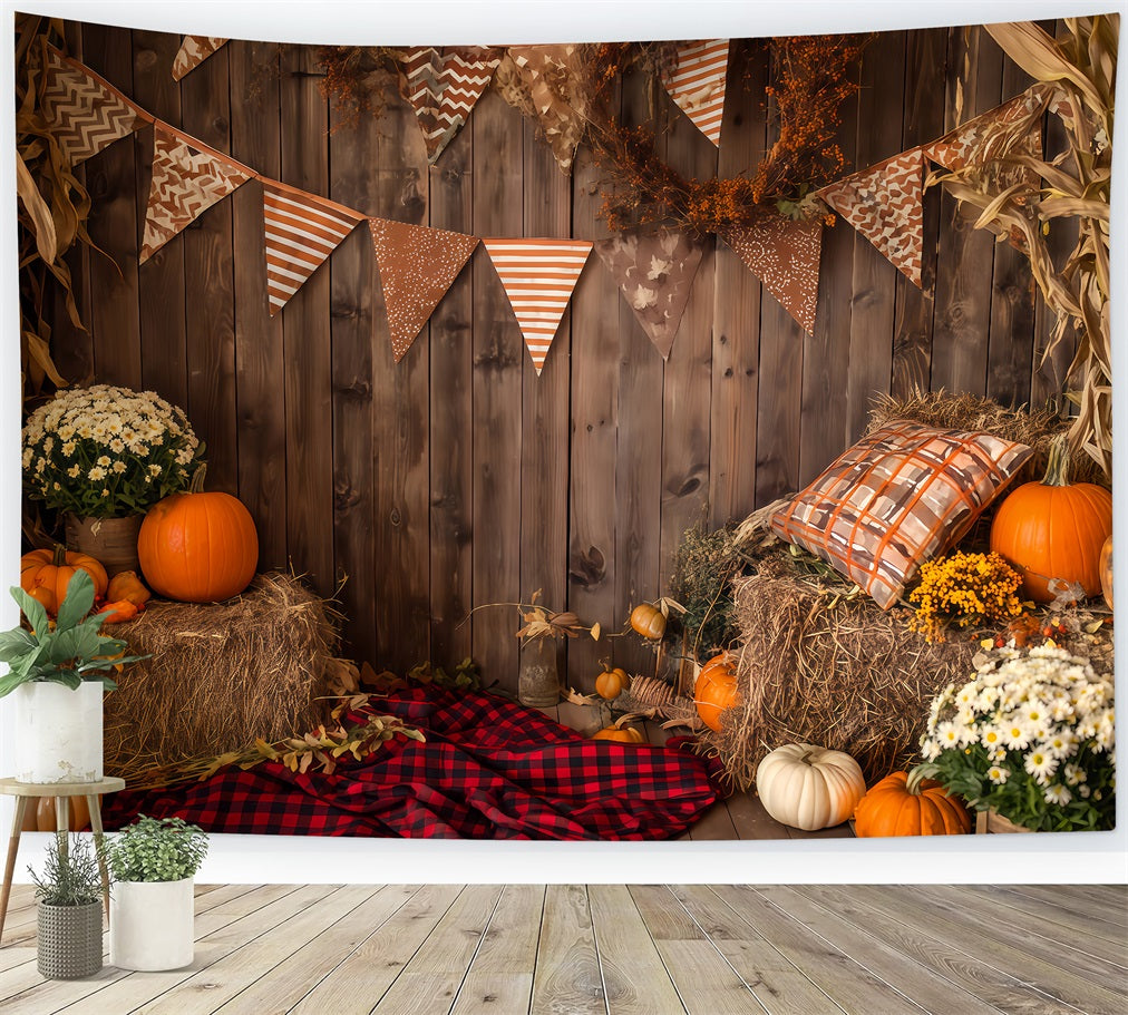 Halloween Wall Backdrop Rustic Autumn Harvest Corner Halloween Backdrop Ideas UK TWW510-35