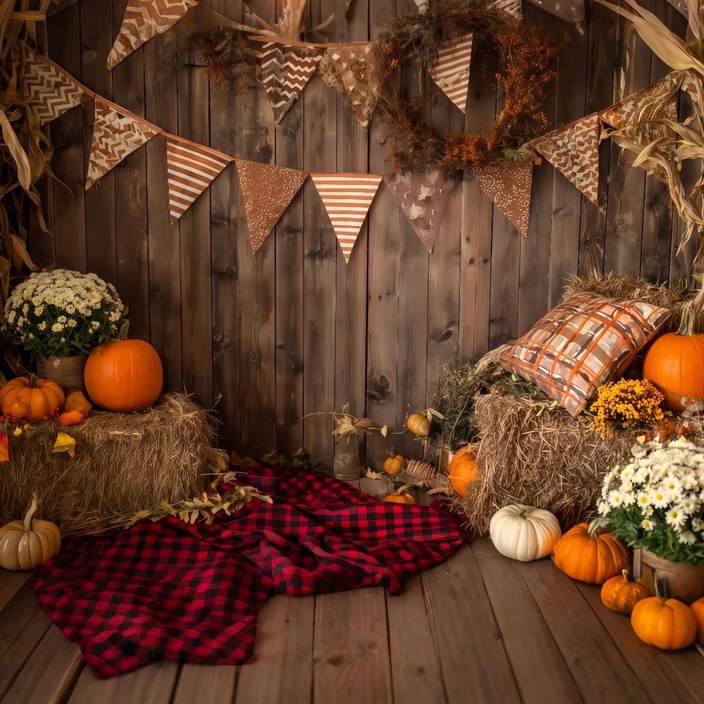 Halloween Wall Backdrop Rustic Autumn Harvest Corner Halloween Backdrop Ideas UK TWW510-35