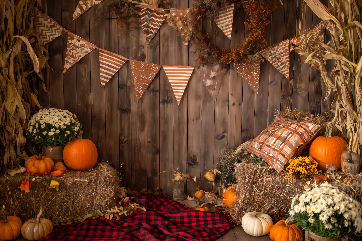 Halloween Wall Backdrop Rustic Autumn Harvest Corner Halloween Backdrop Ideas UK TWW510-35