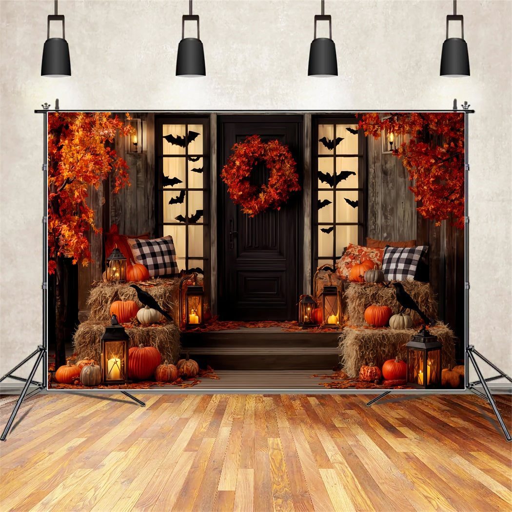 Halloween Backdrop Backdrop Pumpkin Porch Lantern Glow Halloween Backdrops For Photos UK TWW510-36