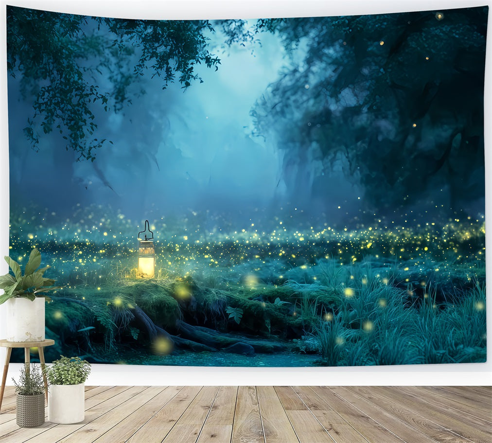 Haunted Forest Backdrop Enchanted Forest Firefly Light Halloween Photography Backdrop UK TWW510-39