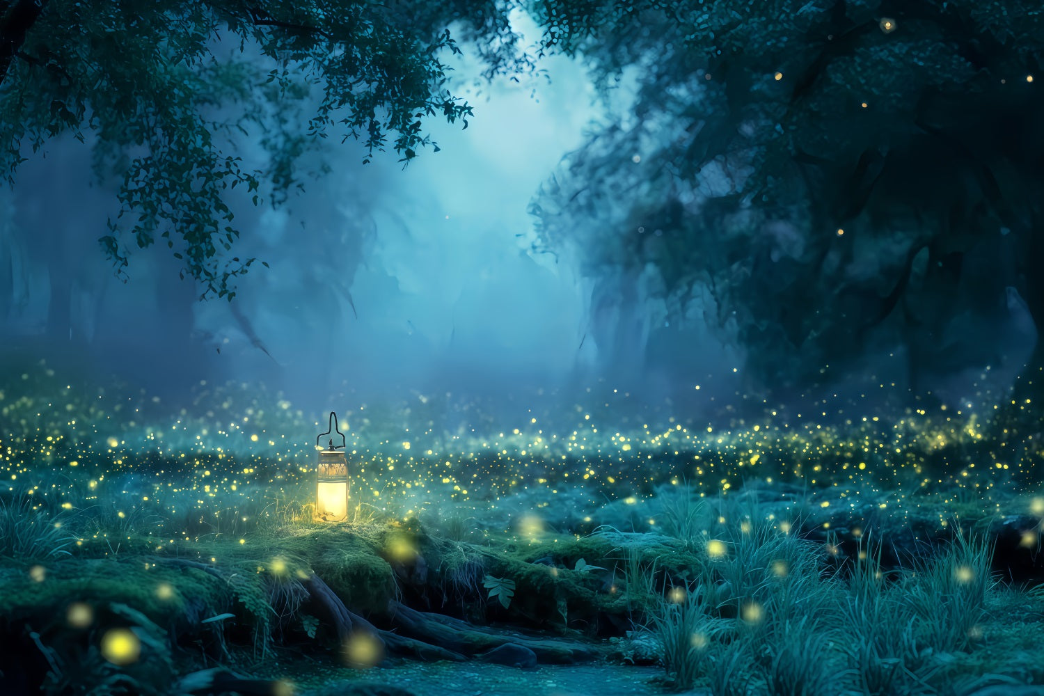 Haunted Forest Backdrop Enchanted Forest Firefly Light Halloween Photography Backdrop UK TWW510-39