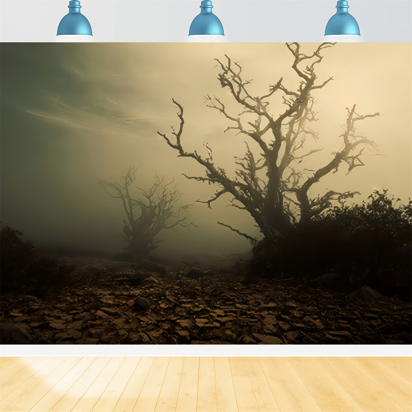 Haunted Forest Backdrop Foggy Dead Tree Field Halloween Backdrop UK TWW510-41