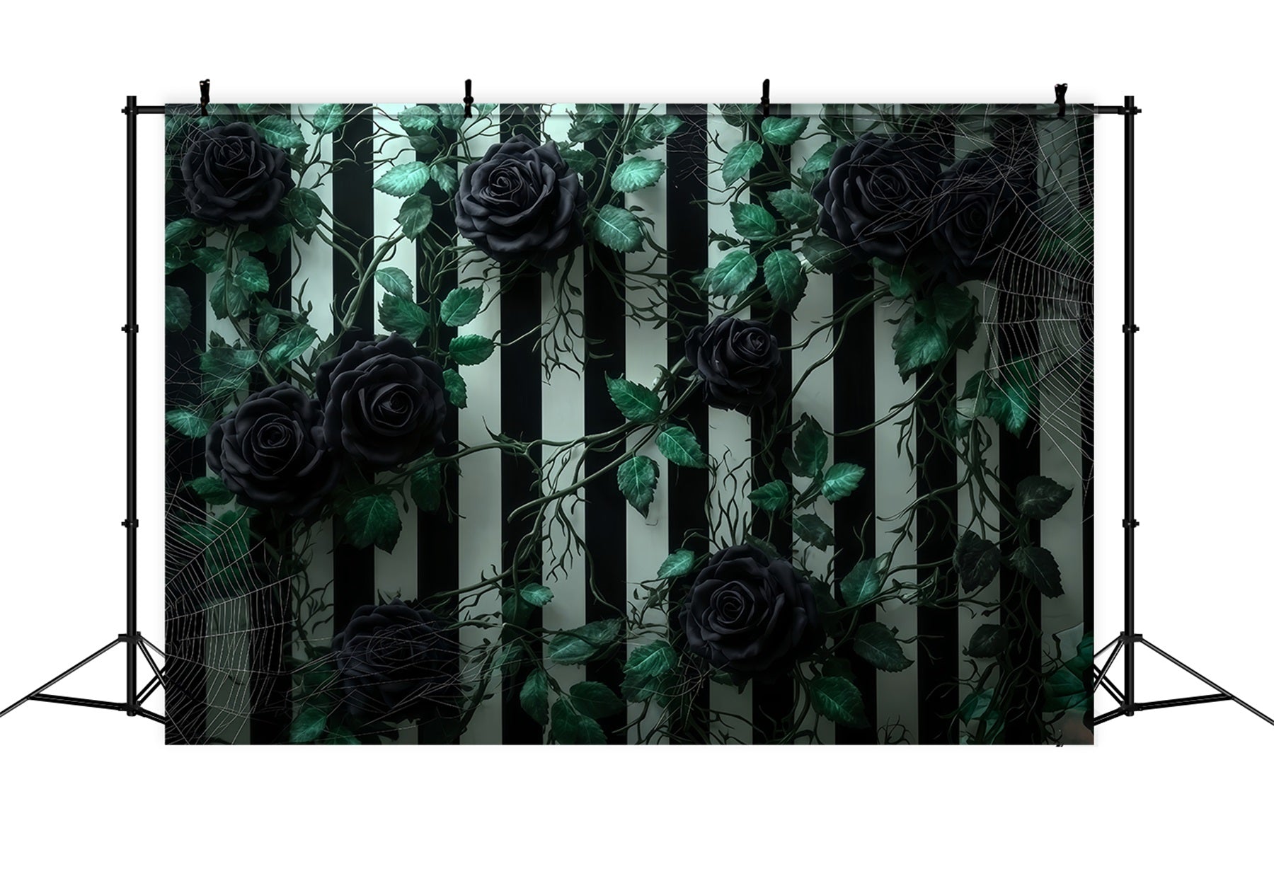 Halloween Wall Backdrop Black Roses Striped Wall Halloween Backdrops For Photos UK TWW510-46