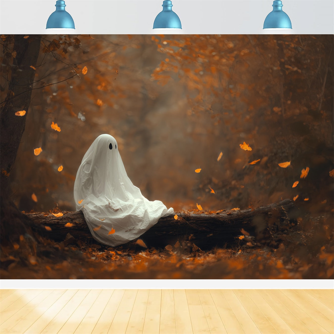 Halloween Ghost Backdrop Autumn Forest Lonely Ghost Spooky Halloween Backdrop UK TWW510-48