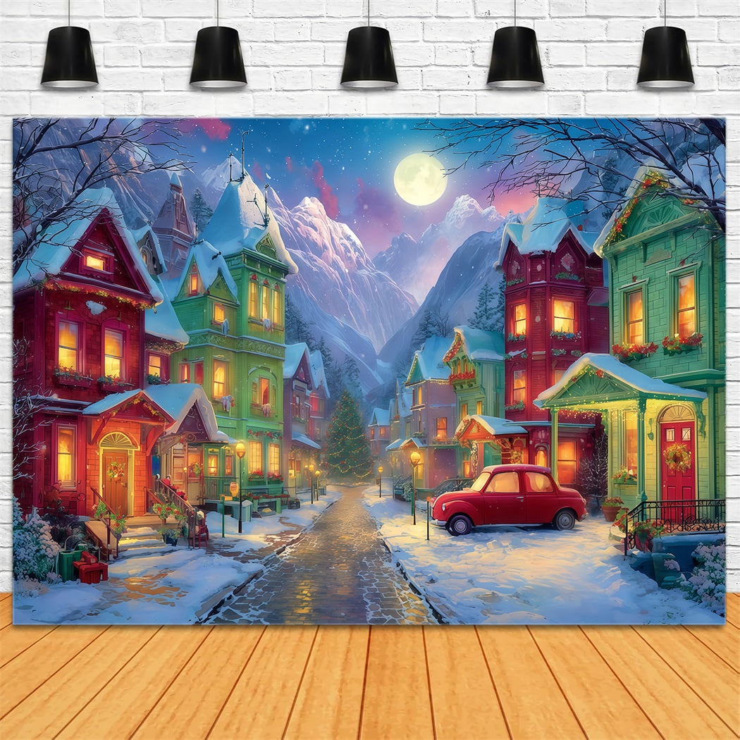 Grinch Backdrop Snowy Village Holiday Night Christmas Photography Backdrops UK TWW510-50