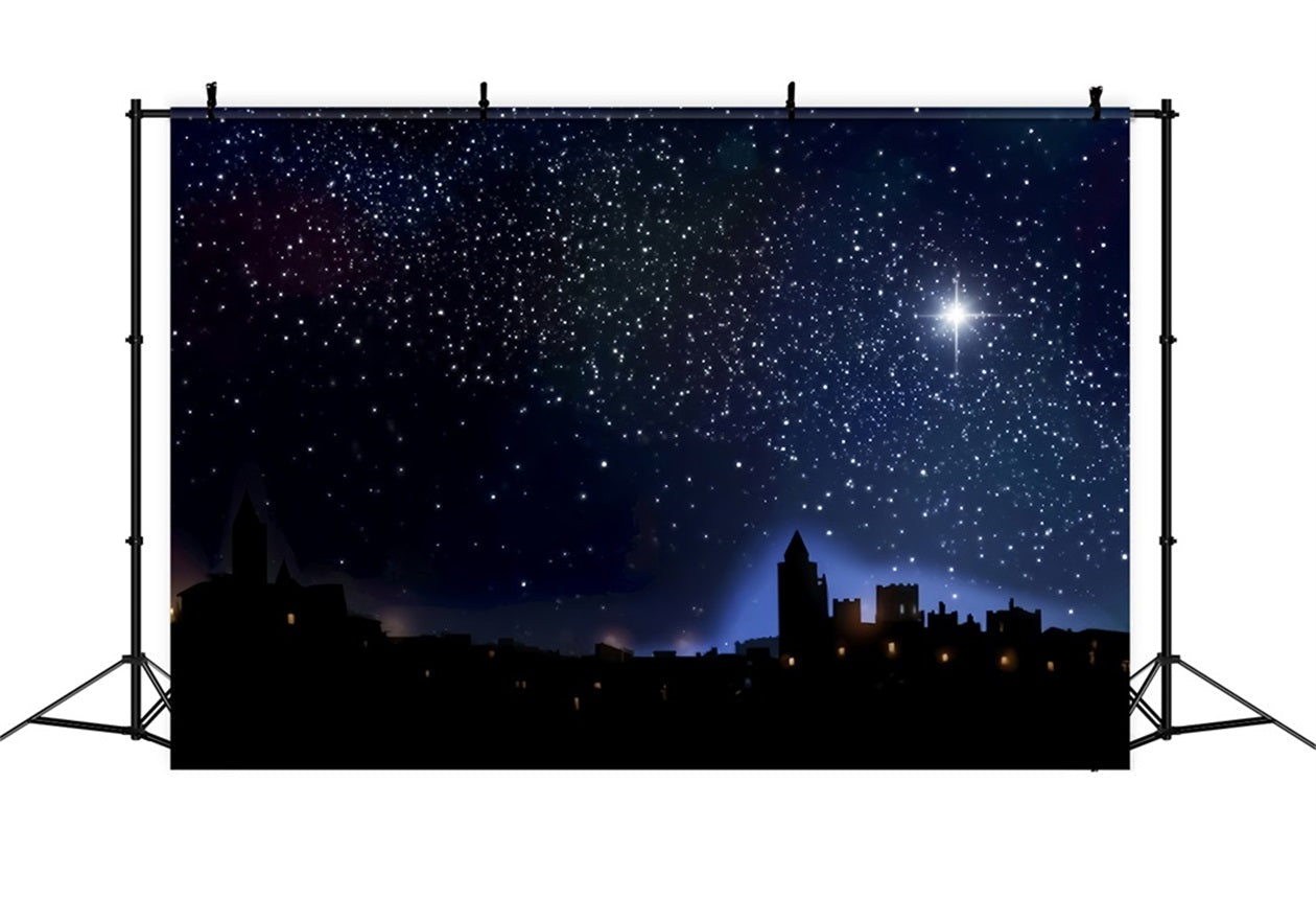 Nativity Backdrop Starry Bethlehem Holy Night Christmas Photo Backdrops UK TWW510-53