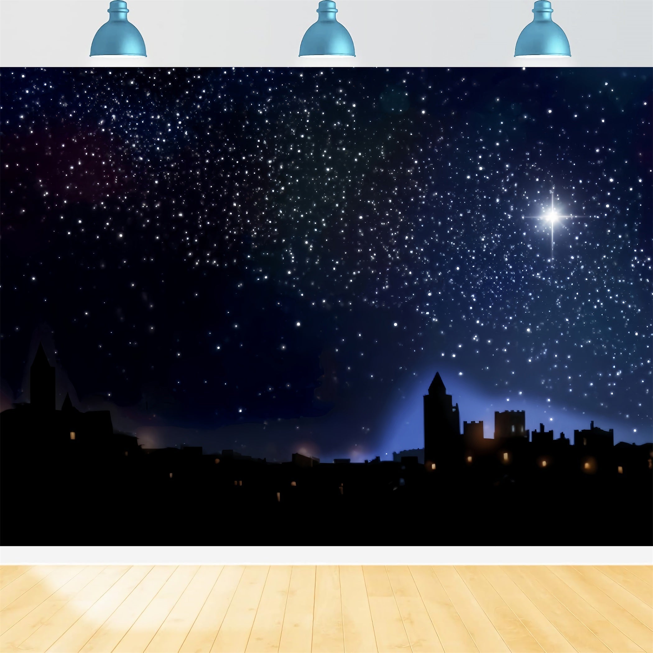 Nativity Backdrop Starry Bethlehem Holy Night Christmas Photo Backdrops UK TWW510-53