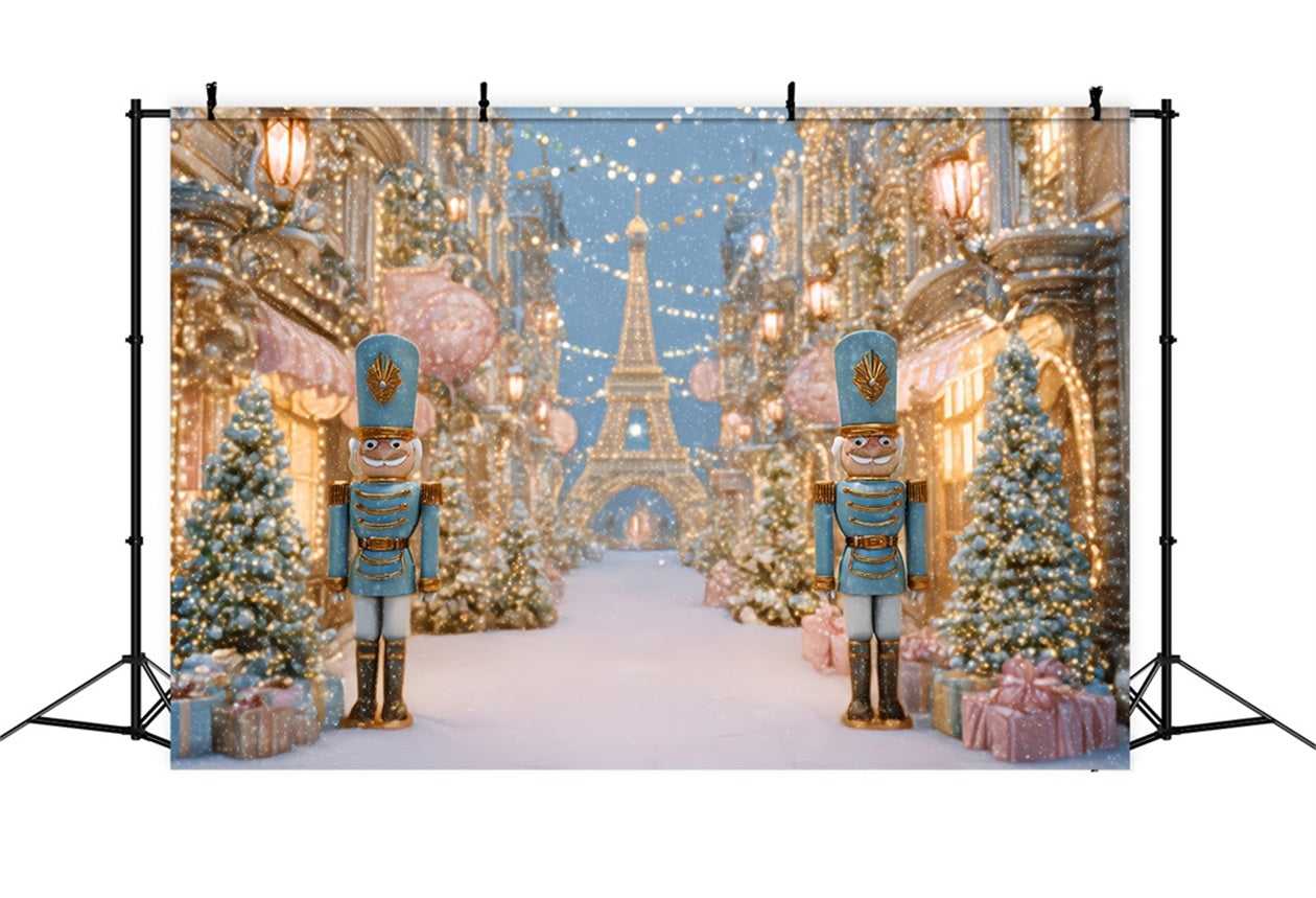 Nutcracker Backdrop Snowy Paris Winter Street Christmas Photo Backdrop UK TWW510-58