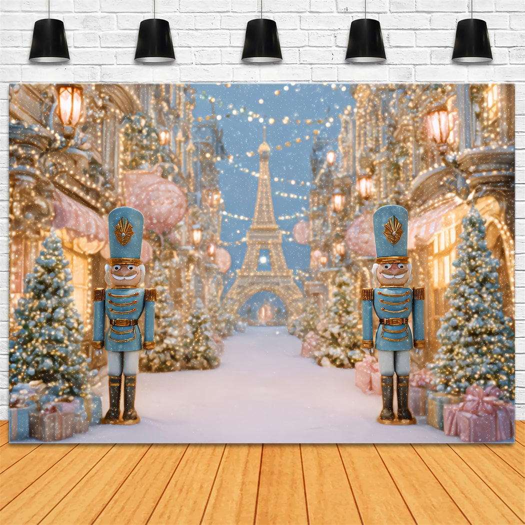Nutcracker Backdrop Snowy Paris Winter Street Christmas Photo Backdrop UK TWW510-58