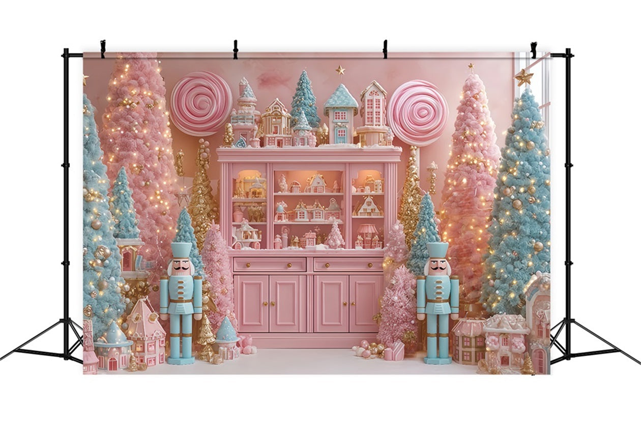 Nutcracker Backdrop Candyland Pastel Pink Trees Christmas Backdrop UK TWW510-62
