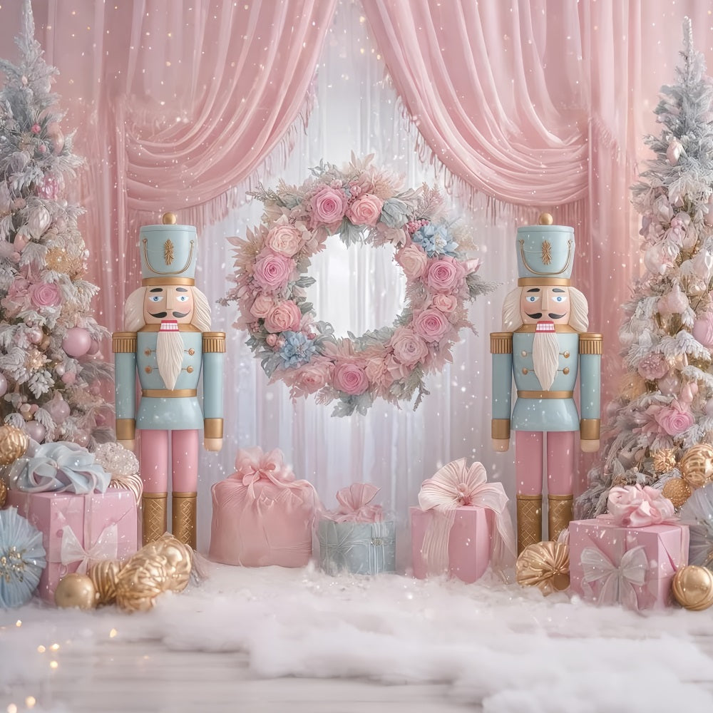 Nutcracker Backdrops Pink Nutcracker Gift Wonderland Christmas Backdrops UK TWW510-65