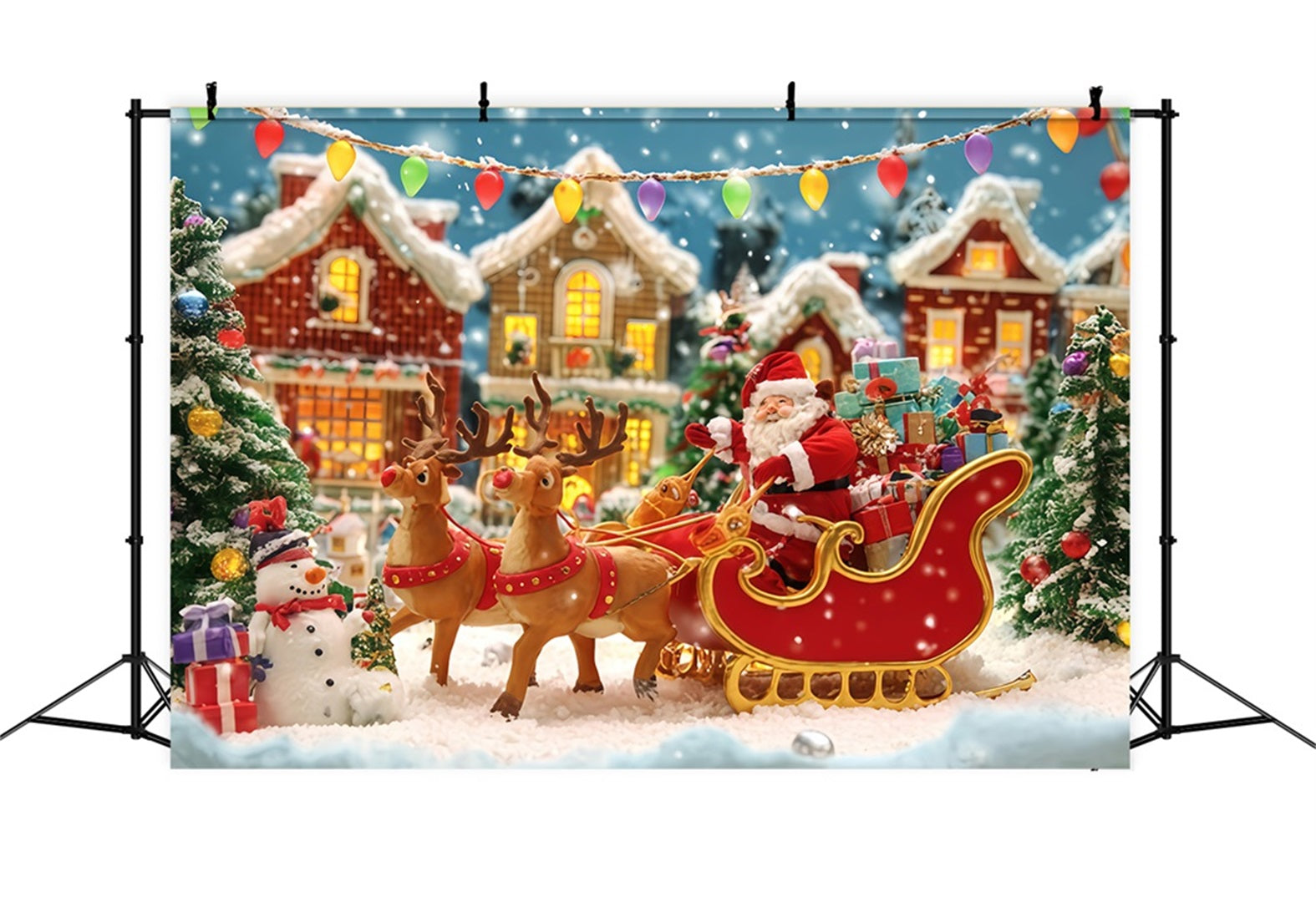 Santa Backdrop Santa Sleigh Village Parade Christmas Backdrops Sale UK TWW510-68