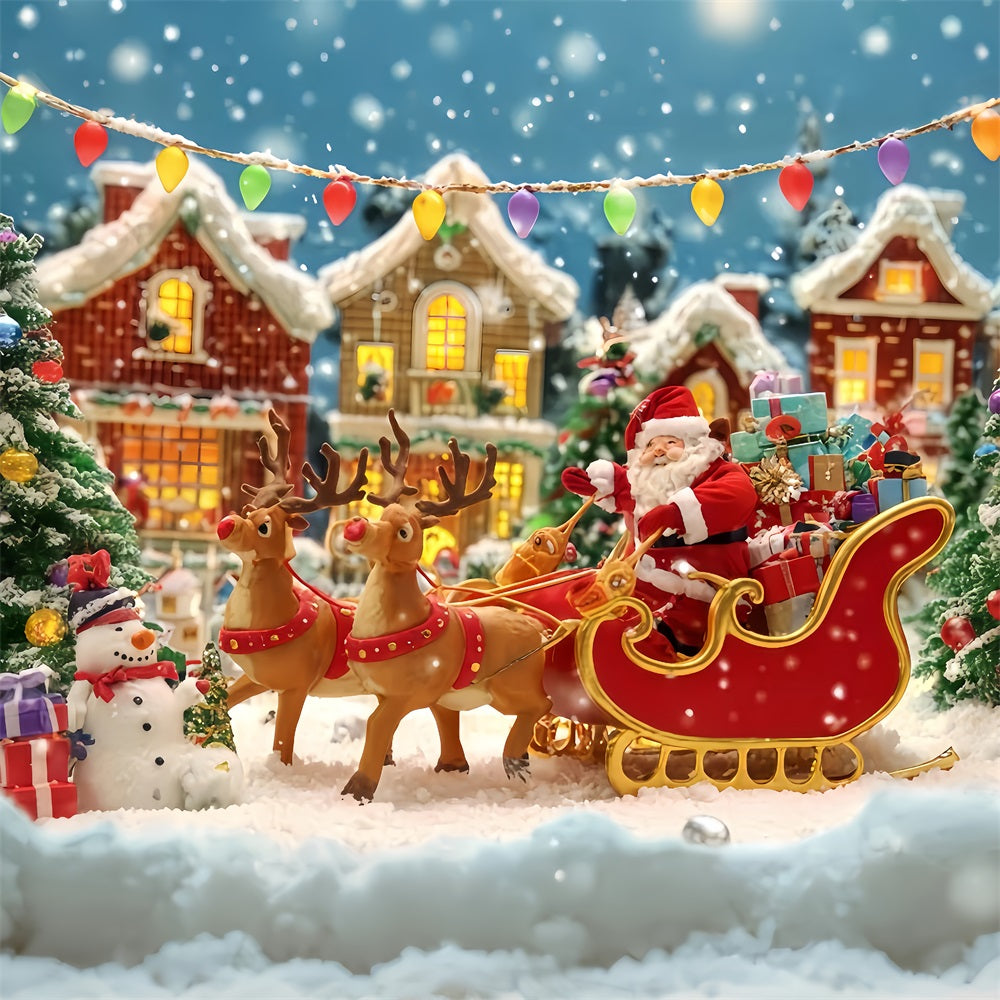 Santa Backdrop Santa Sleigh Village Parade Christmas Backdrops Sale UK TWW510-68