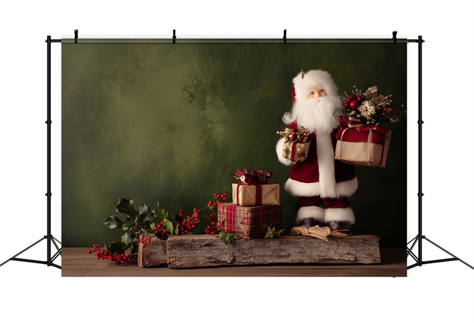 Santa Backdrop Rustic Santa Gift Table Christmas Photography Backdrops UK TWW510-71