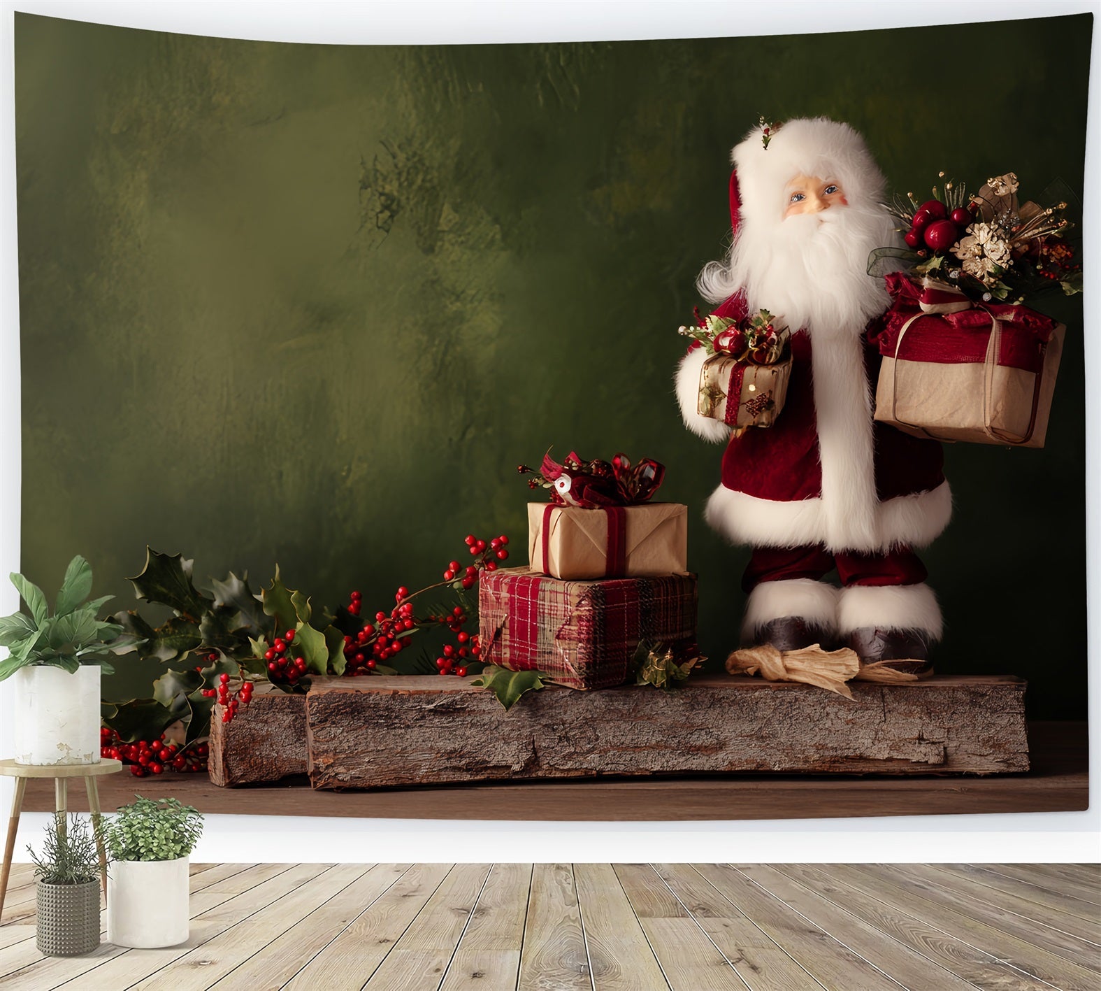 Santa Backdrop Rustic Santa Gift Table Christmas Photography Backdrops UK TWW510-71