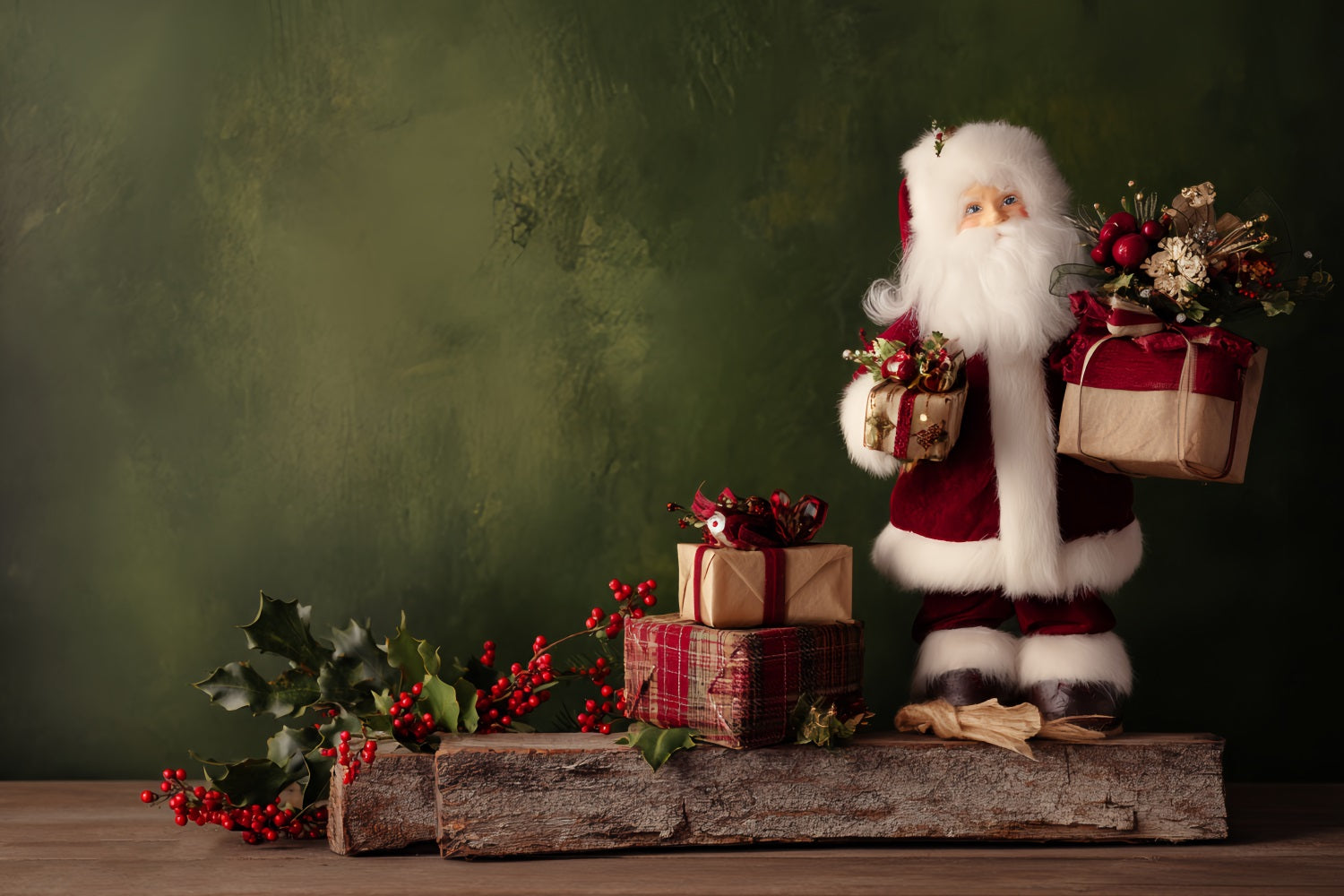 Santa Backdrop Rustic Santa Gift Table Christmas Photography Backdrops UK TWW510-71
