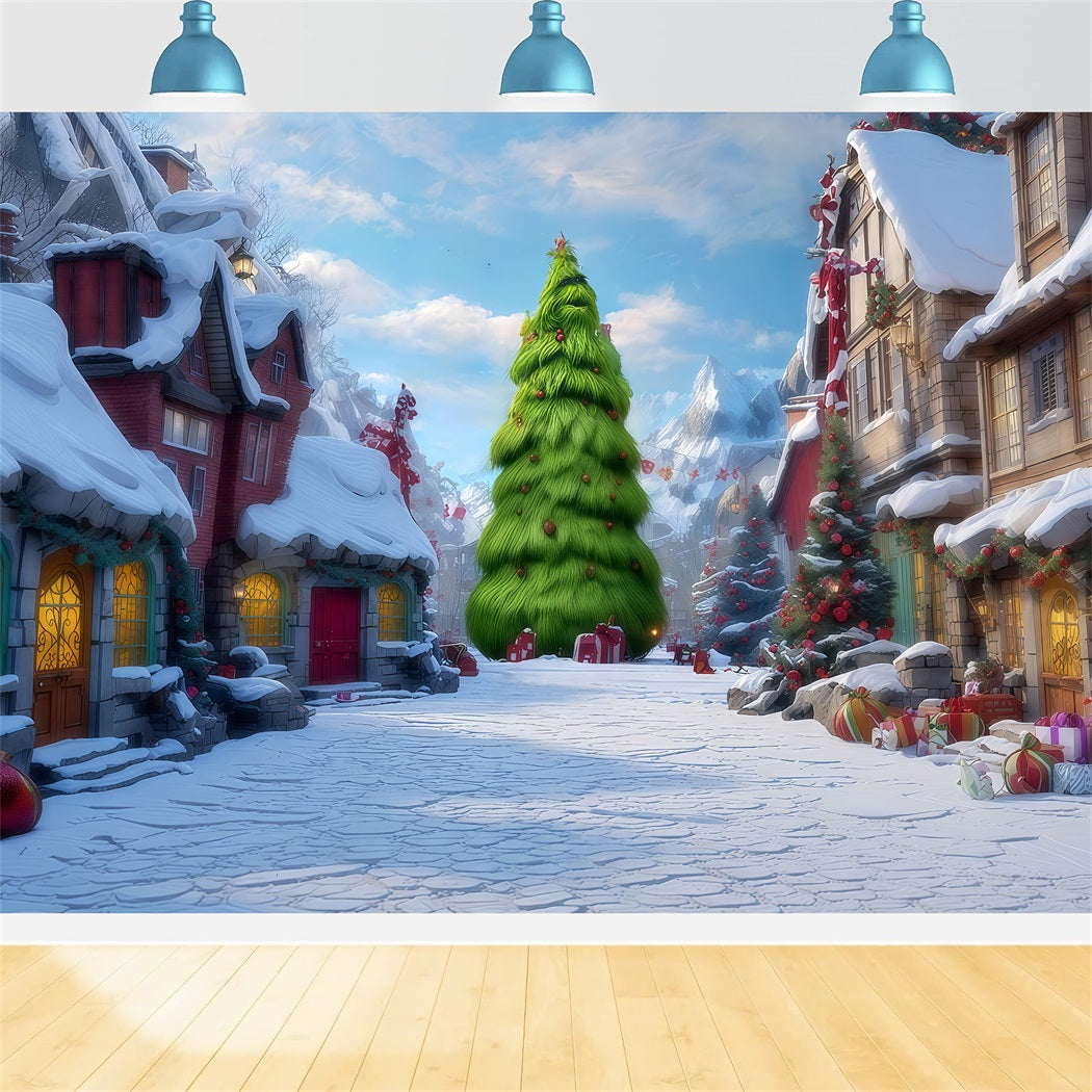 Grinch Backdrops Whoville Snowy Village Street Christmas Backdrops UK TWW510-73