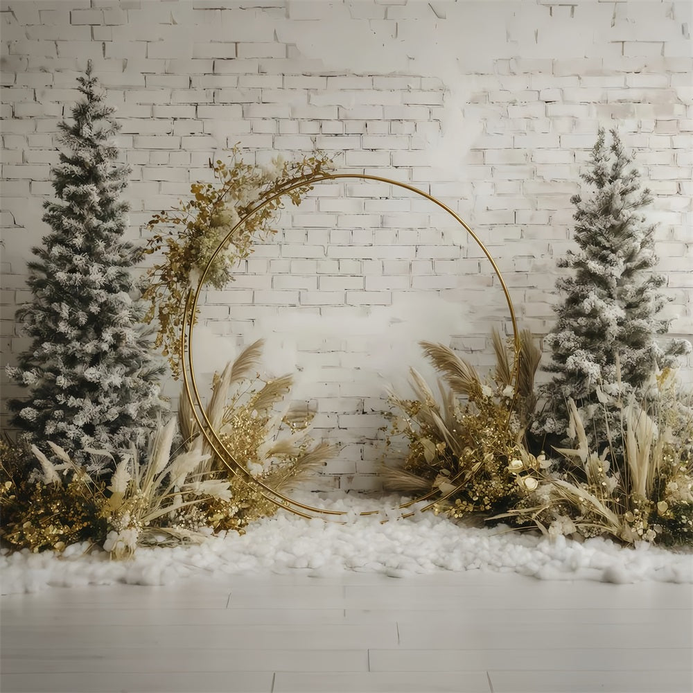 Christmas Wall Backdrop Golden Rustic Winter Arch Christmas Backdrops Sale UK TWW510-76