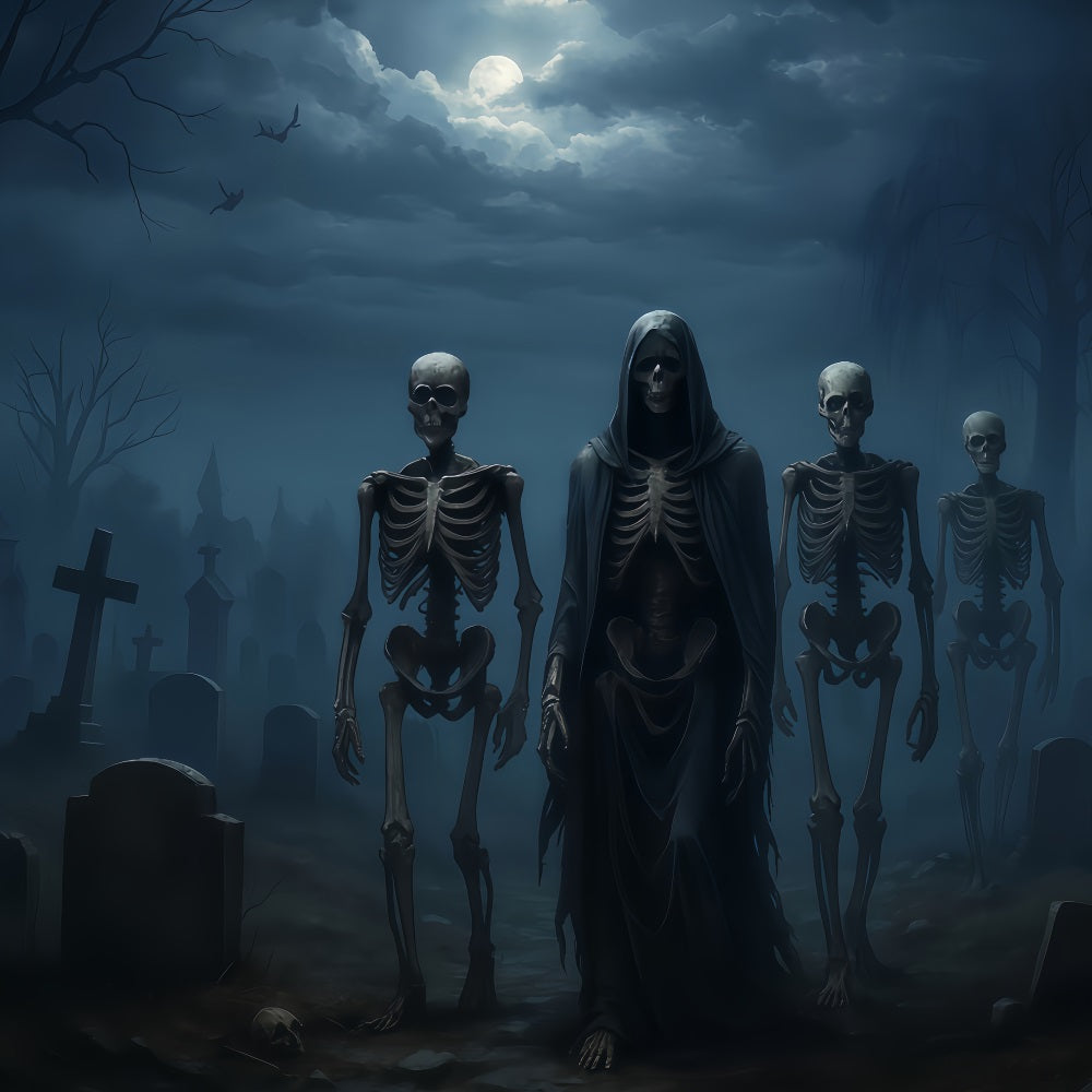 Halloween Ghost Backdrop Skeleton Army Midnight March Spooky Halloween Backdrop UK TWW510-8