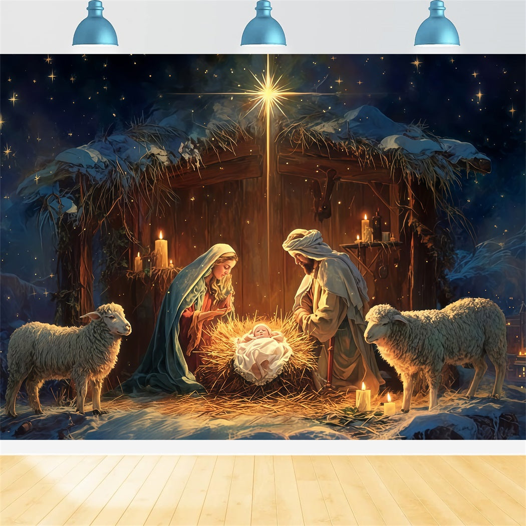 Nativity Backdrop Holy Family Manger Night Christmas Backdrops UK TWW510-81