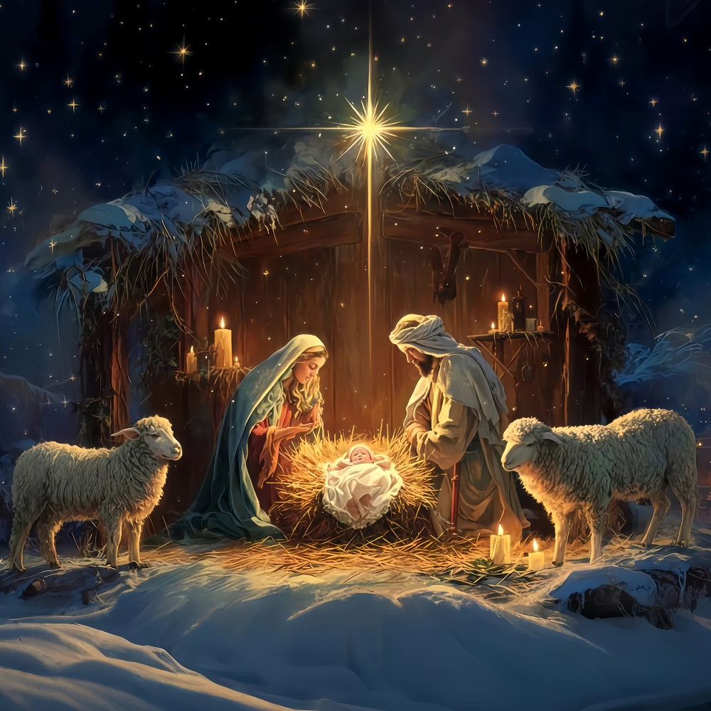 Nativity Backdrop Holy Family Manger Night Christmas Backdrops UK TWW510-81