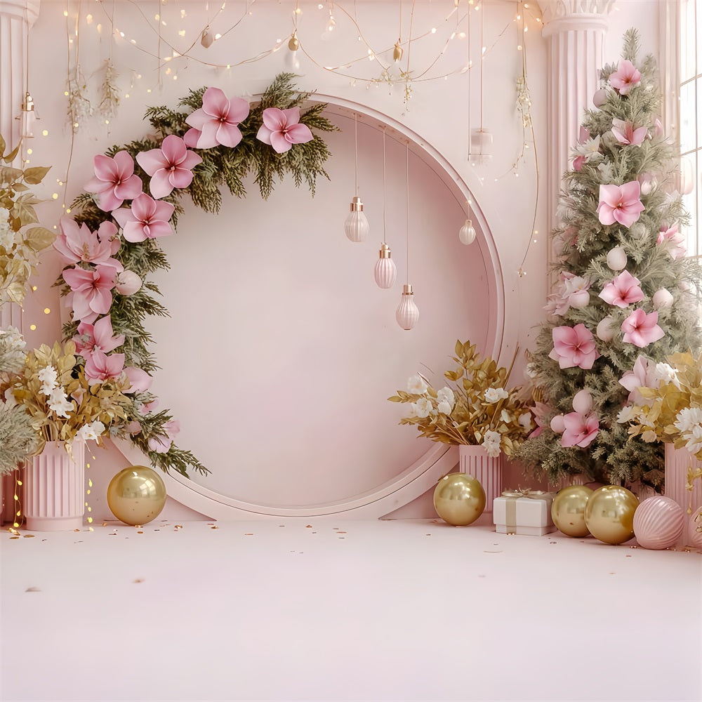 Christmas Wall Backdrop Blush Floral Holiday Arch Christmas Backdrops Sale UK TWW510-84